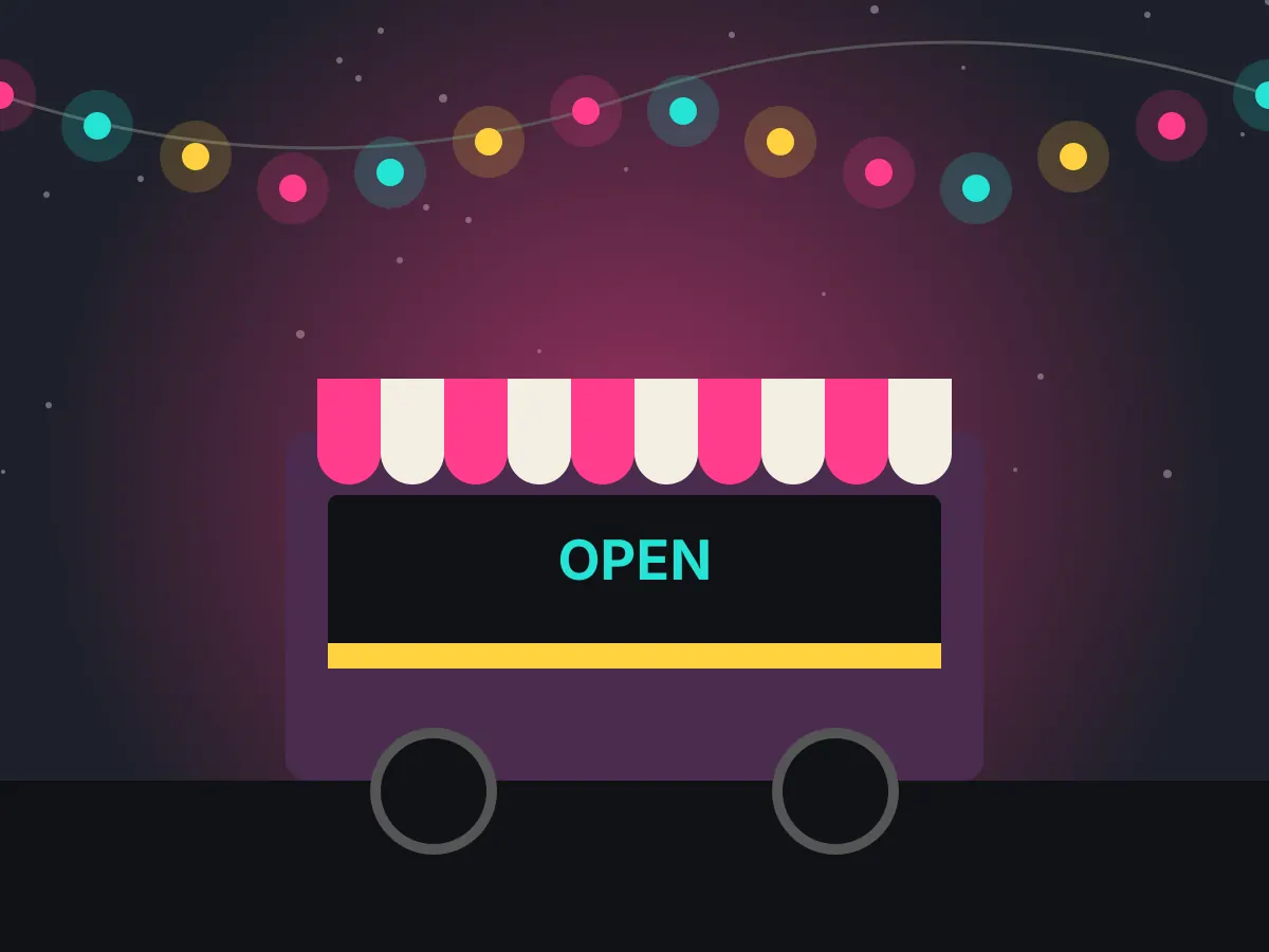 Cart with open sign